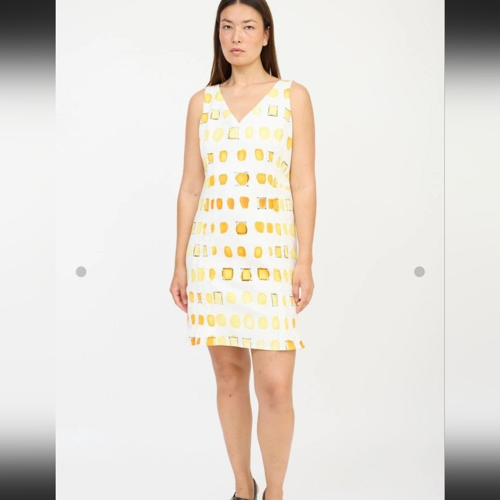 Akris Punto pleated sleeveless ink blot dress